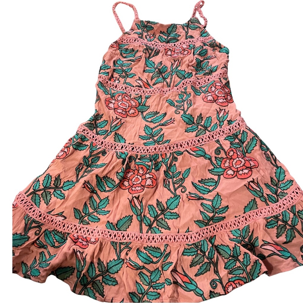 For Love & Lemons pink scrappy embroidered sundress